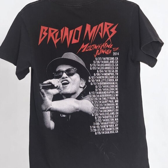 Black Bruno Mars Moonshine Jungle Tour 2014 T-Shirt - Picture 2 of 4